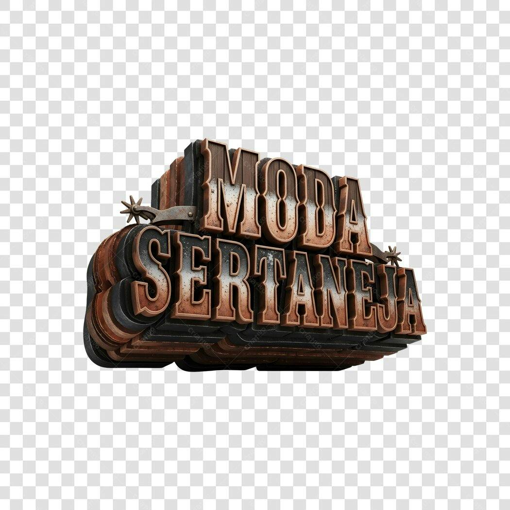 Elemento 3D Moda Sertaneja Estilo Rústico PNG Fundo Transparente