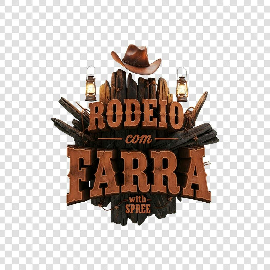 Elemento 3D Rodeio com Farra Chapéu Lampiões PNG Fundo Transparente