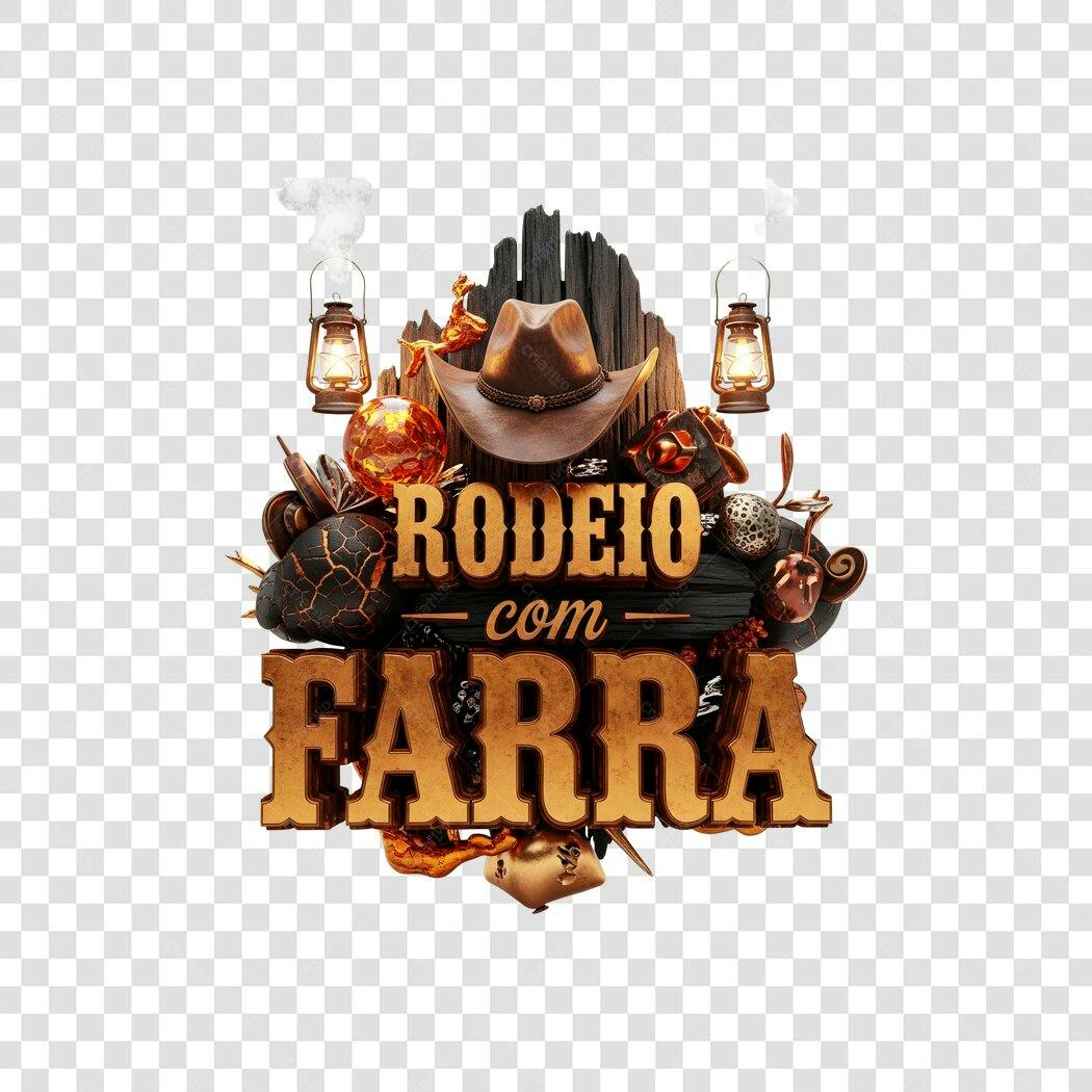 Elemento 3D Rodeio com Farra Chapéu Lampião PNG Fundo Transparente
