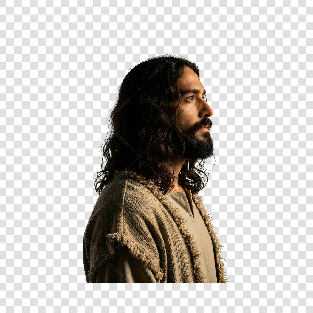 Foto Recortada Jesus Cristo Perfil PNG Fundo Transparente