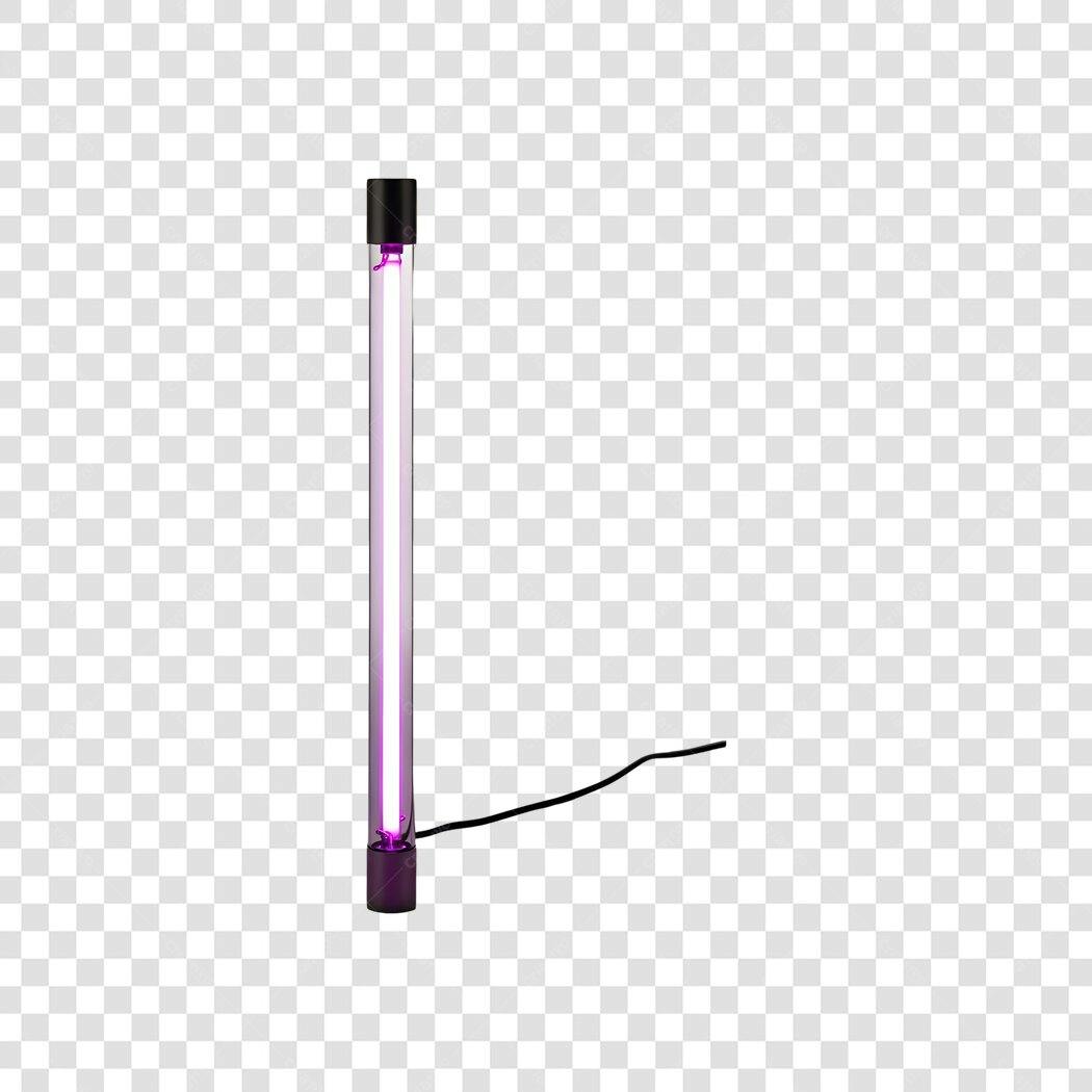 Elemento 3D Luz Neon Roxo Tubo Vertical PNG Fundo Transparente