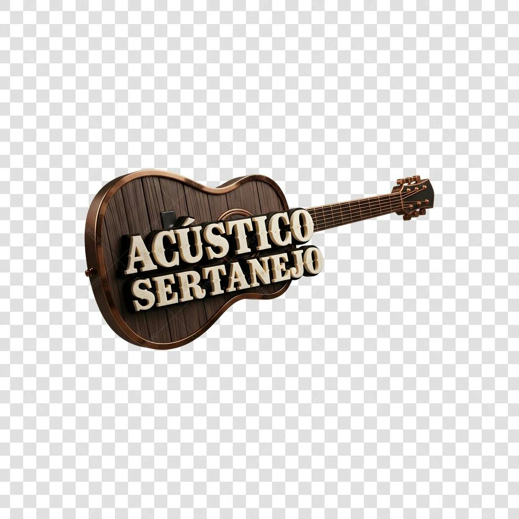 Elemento 3D Violão Acústico Sertanejo PNG Fundo Transparente