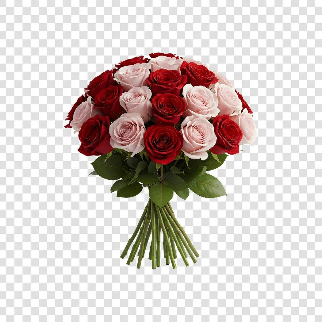 Foto Recortada Buquê Rosas Vermelhas Rosadas PNG Fundo Transparente