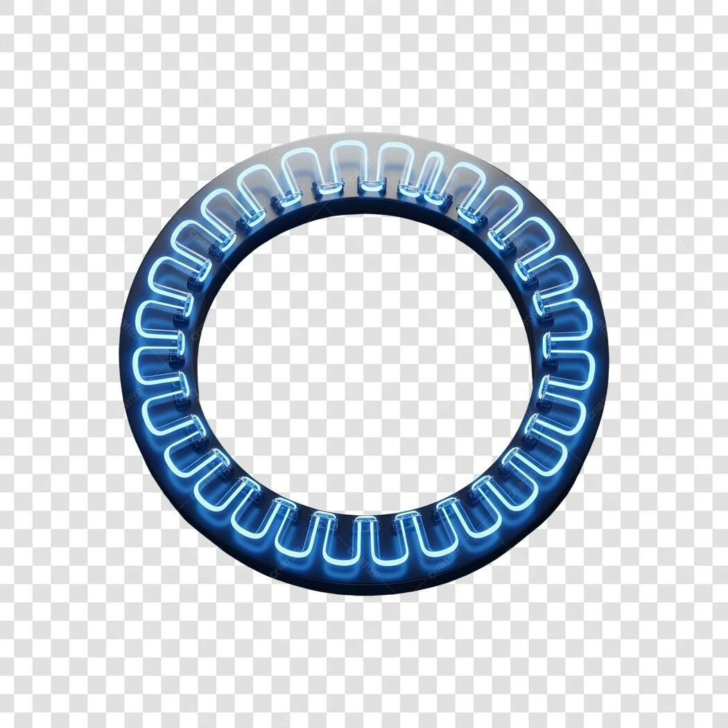 Elemento 3D Círculo Neon Azul Efeito Luminoso PNG Fundo Transparente