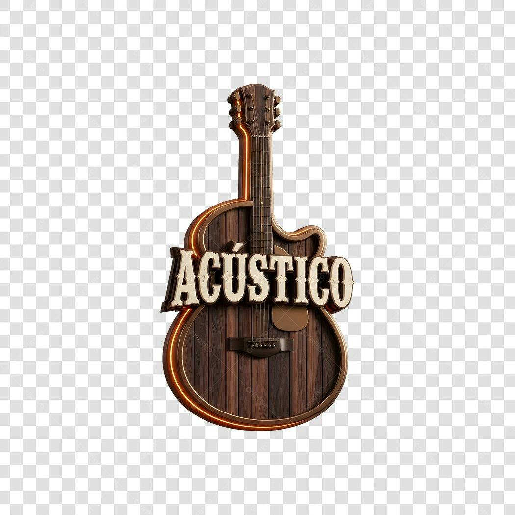 Elemento 3D Violão Acústico Música PNG Fundo Transparente
