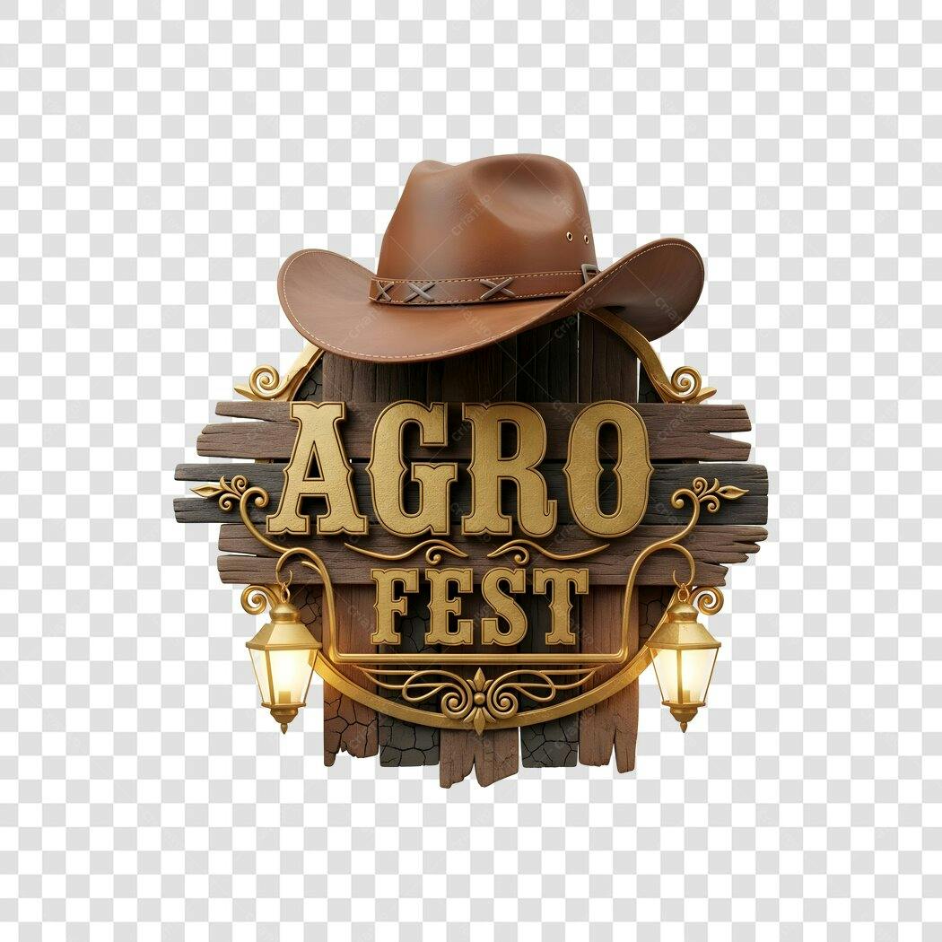 Elemento 3D Chapéu de Cowboy Agro Fest PNG Fundo Transparente