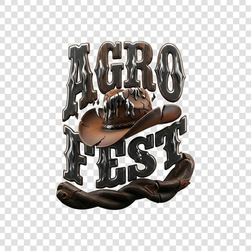 Elemento 3D AGRO FEST Chapéu de Cowboy PNG Fundo Transparente