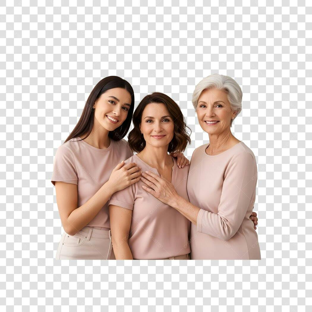 Foto Recortada Três Mulheres Sorrindo Família PNG Fundo Transparente