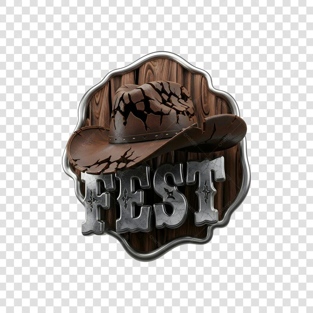 Elemento 3D Chapéu Cowboy Festa Junina PNG Fundo Transparente