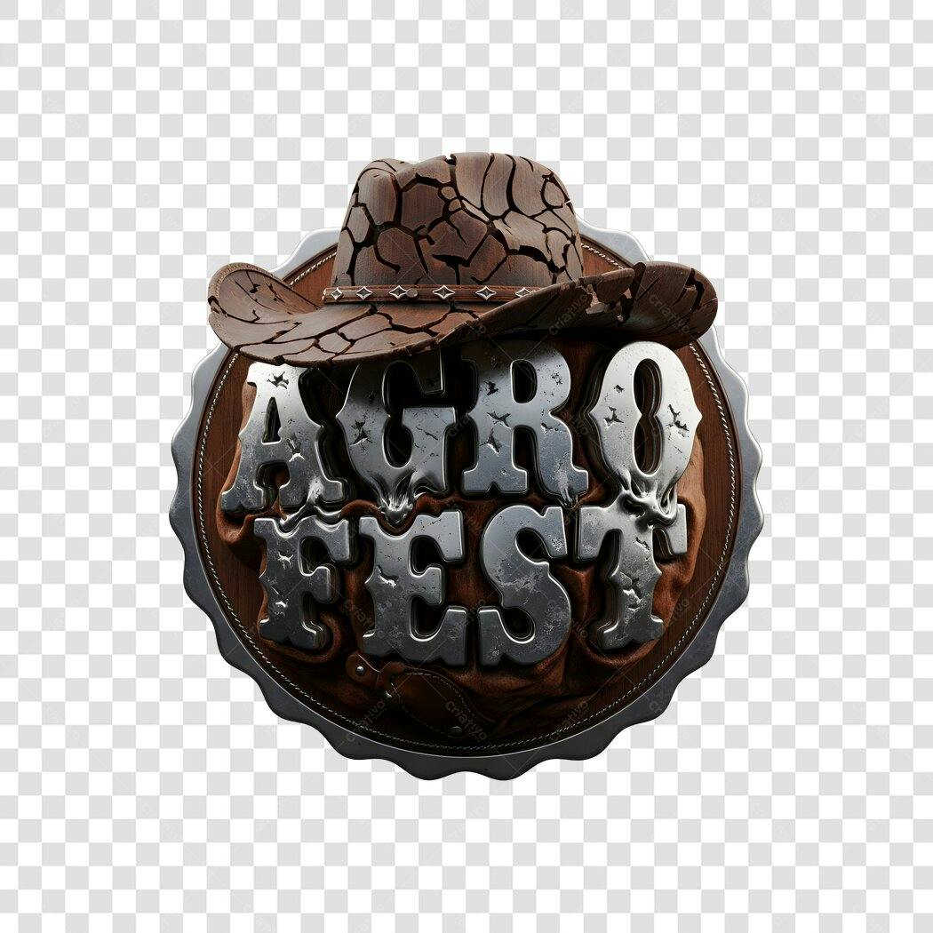 Elemento 3D Chapéu Cowboy Agrofest PNG Fundo Transparente