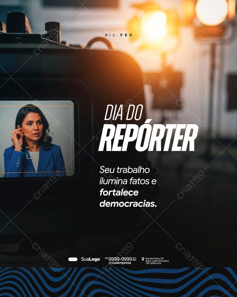 Post Instagram Dia do Repórter 16 de Fevereiro PSD Editável