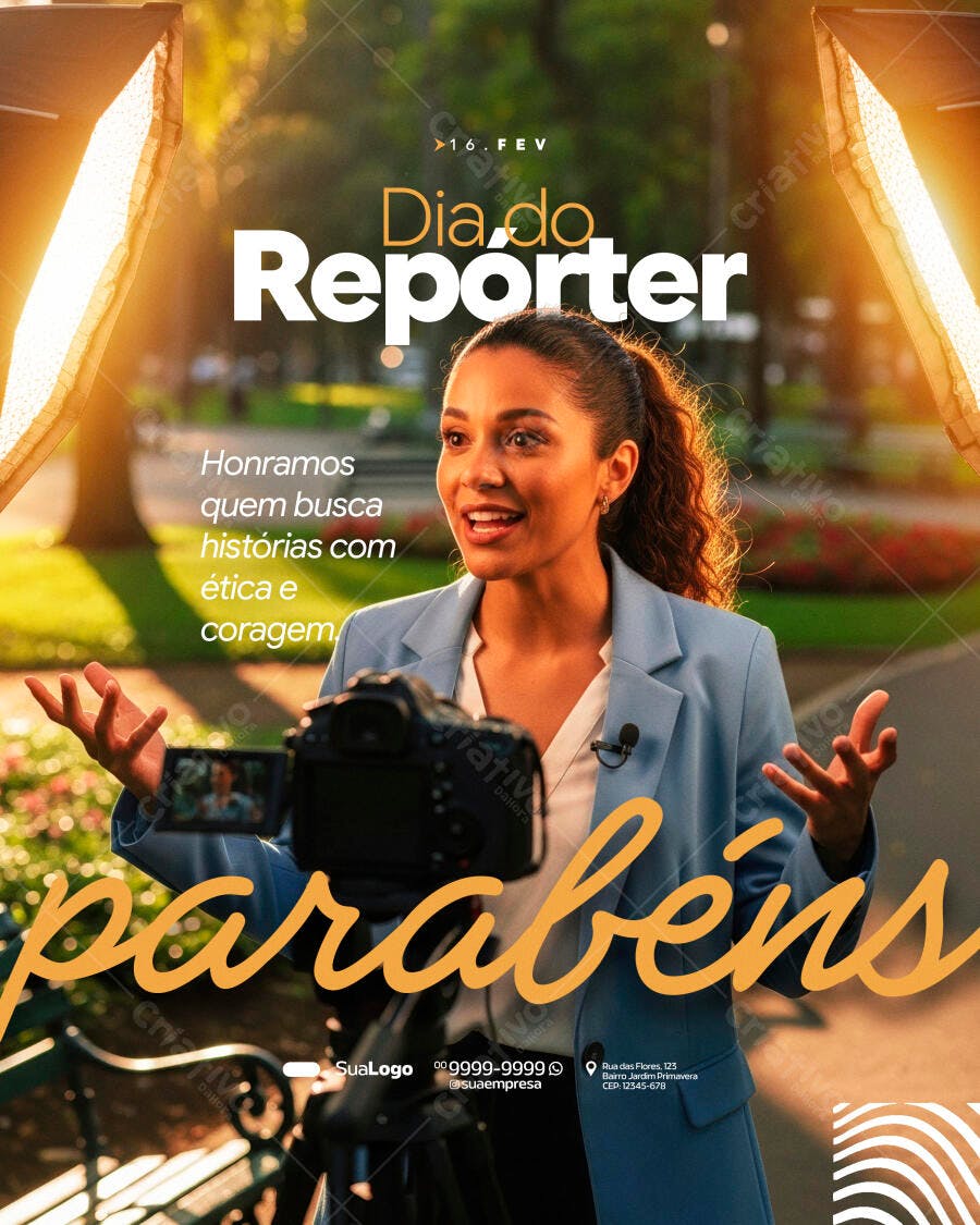 Post Instagram Dia do Repórter 16 Fev PSD Editável