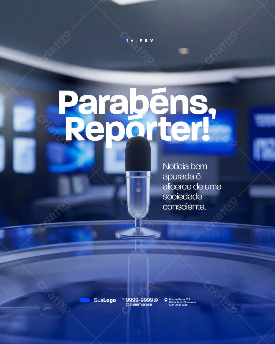 Post Instagram Dia do Repórter Jornalismo PSD Editável