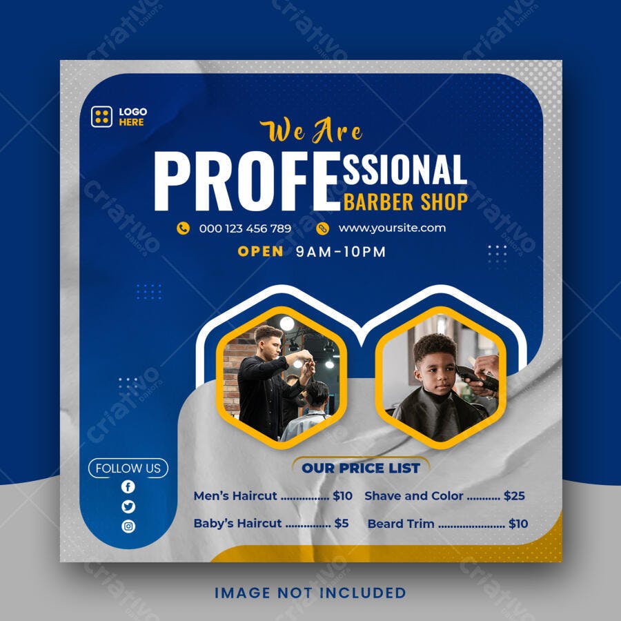 Post Instagram Barbearia Profissional PSD Editável