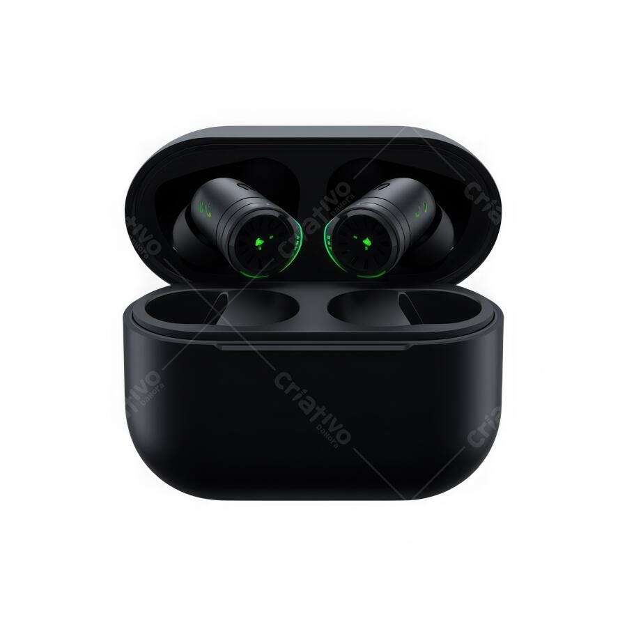 Foto Fone de Ouvido Sem Fio Preto Estojo Carregamento Produto