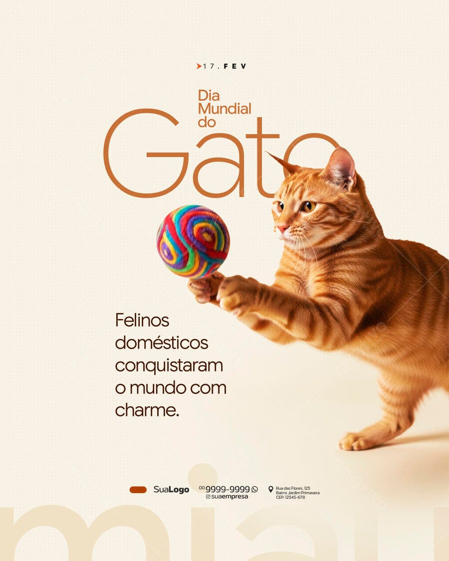 Post Dia Mundial do Gato Pet Shop PSD Editável