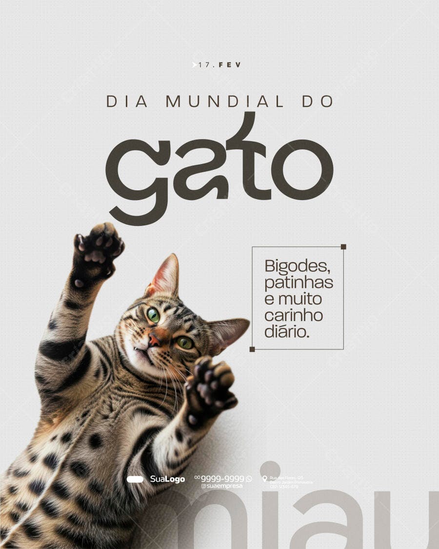 Post Dia Mundial do Gato Pet Shop PSD Editável