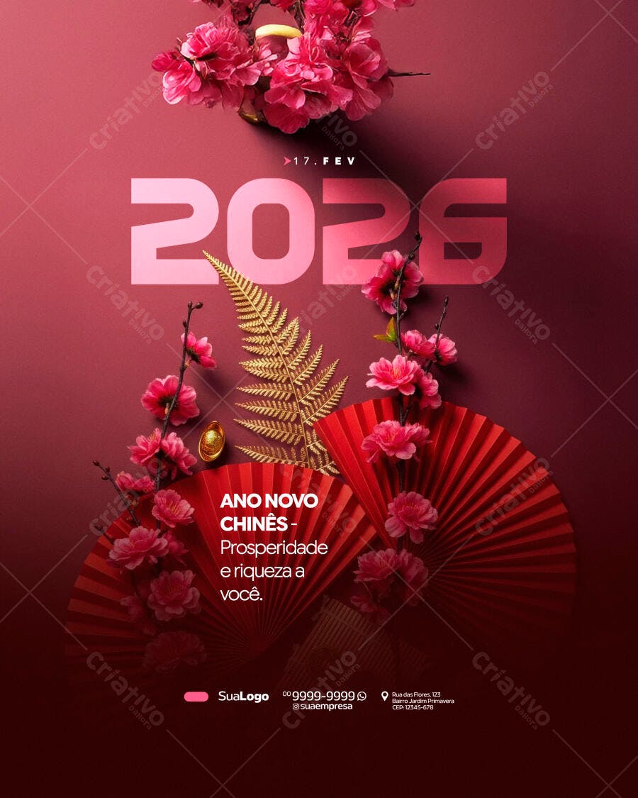 Post Instagram Ano Novo Chinês 2026 PSD Editável