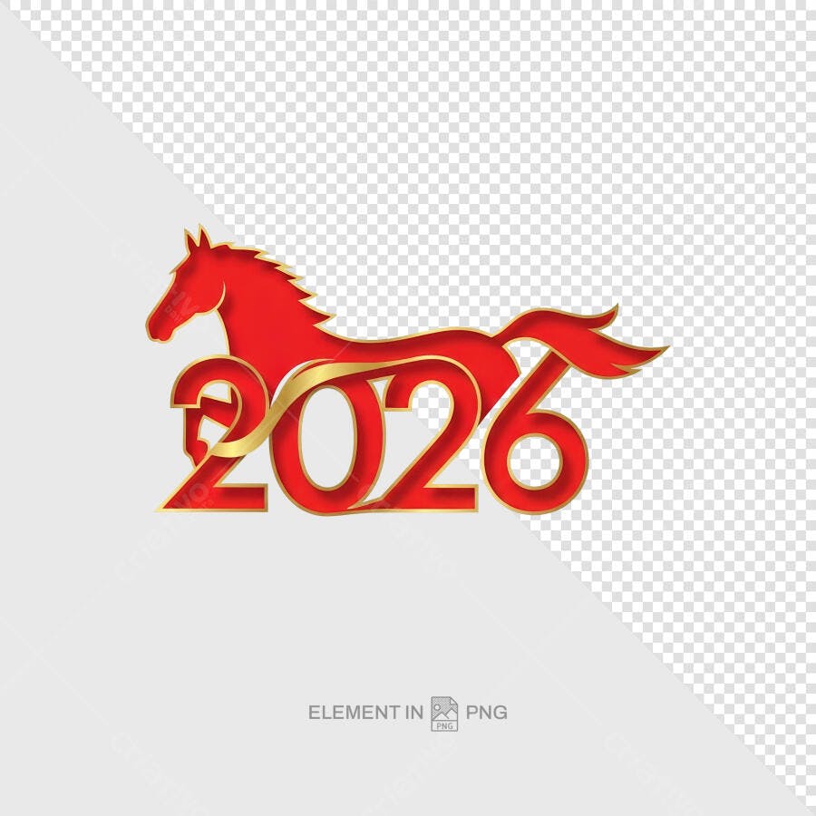 Ano Novo Chinês 2026 Cavalo Vermelho PSD Editável