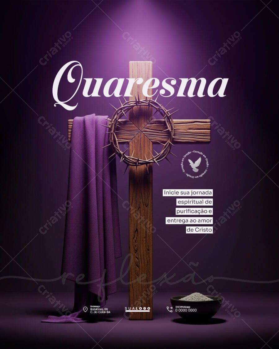 Post Quaresma Igreja Católica PSD Editável