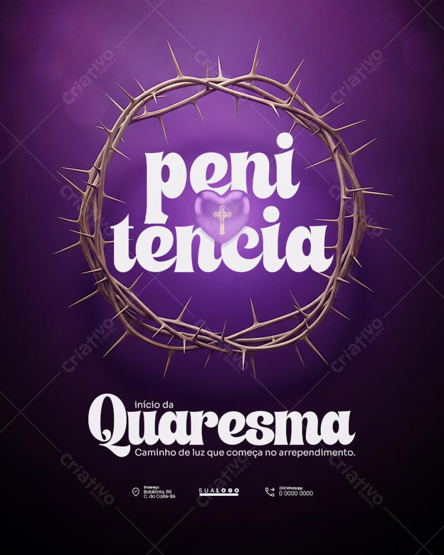 Post Quaresma Penitência Coroa Espinhos PSD Editável