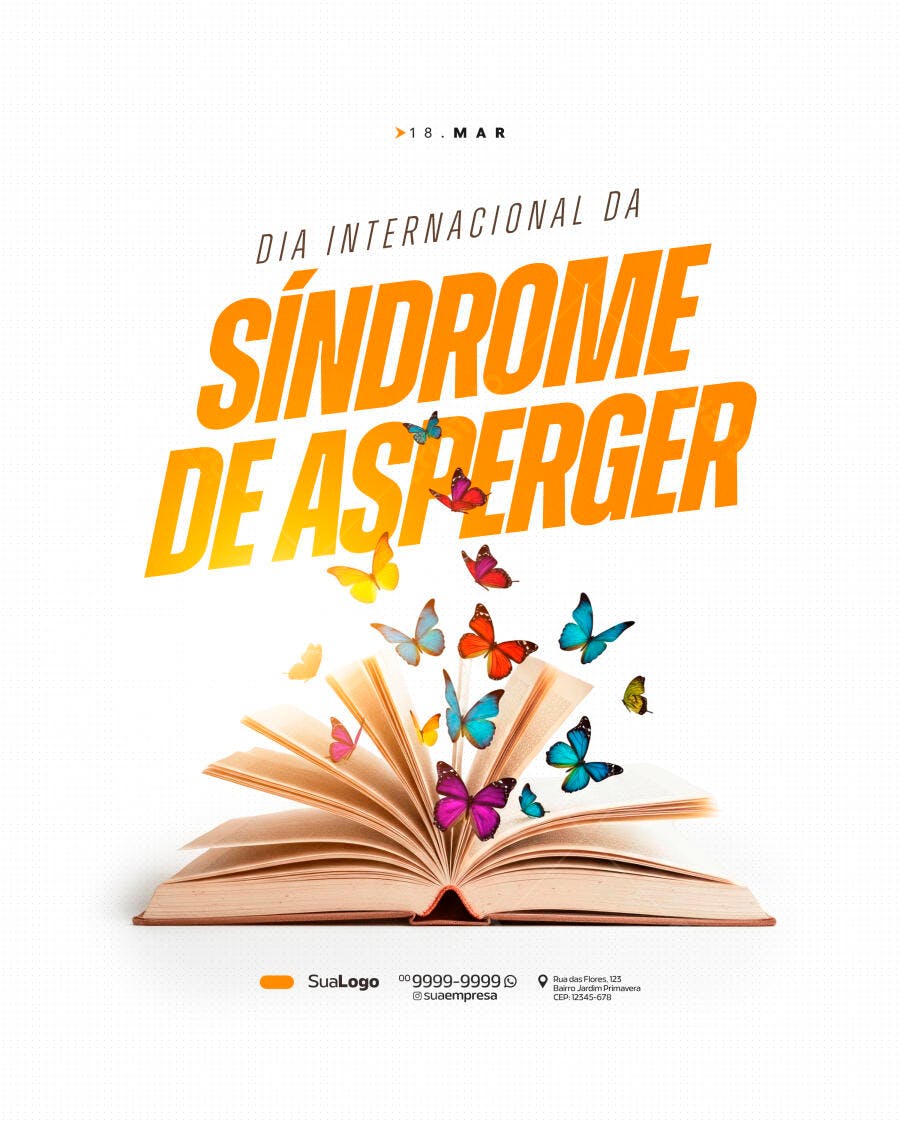 Post Dia Internacional da Síndrome de Asperger Março PSD Editável