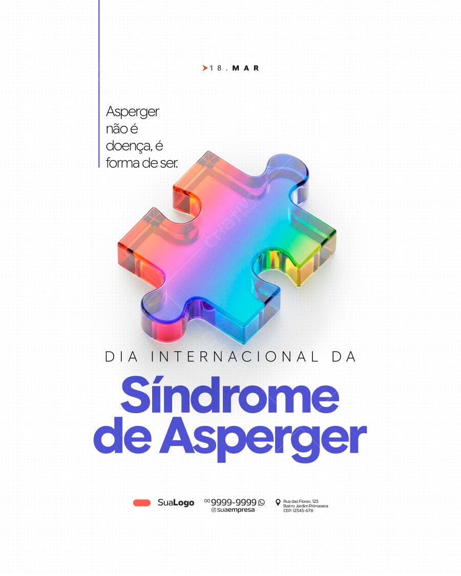 Post Instagram Dia Internacional Síndrome de Asperger PSD Editável