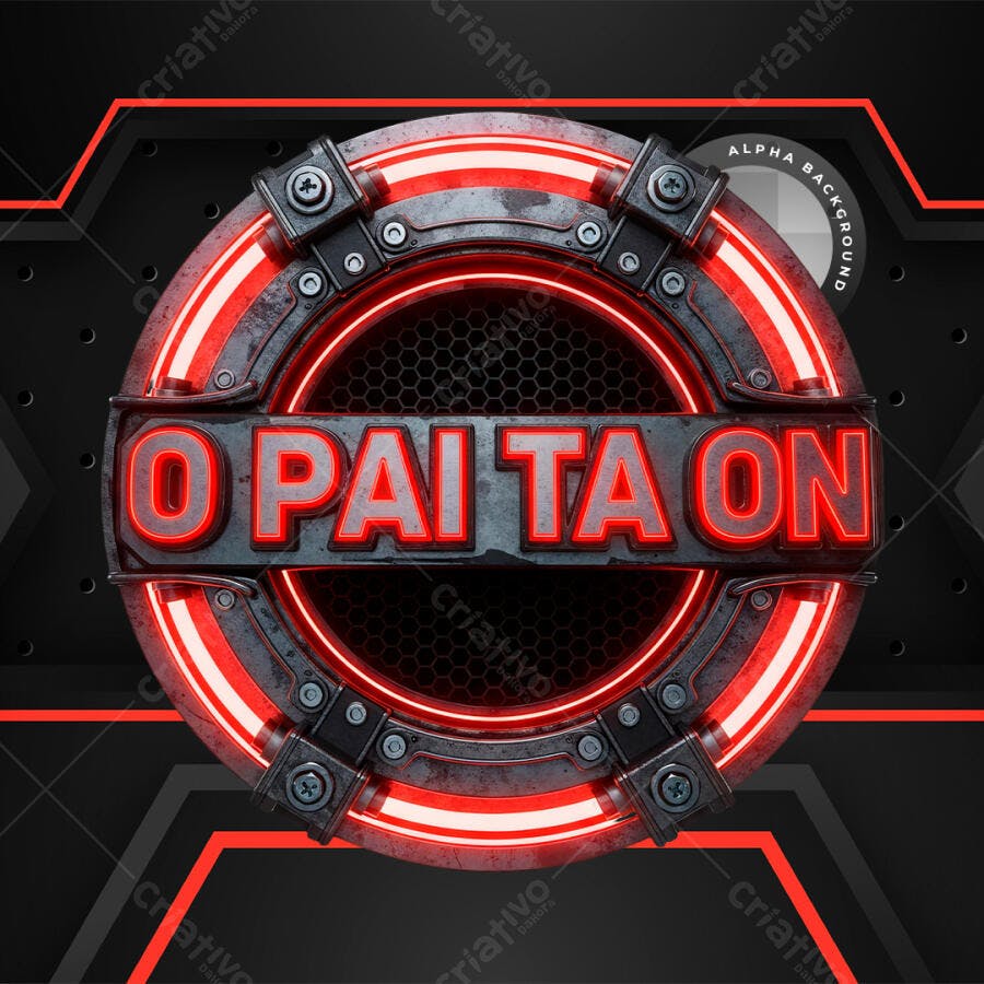 Selo 3D Gamer O Pai Ta On Metalizado Vermelho PNG Fundo Transparente