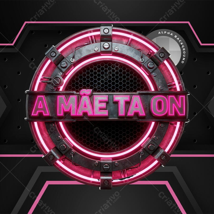 Selo 3D A Mãe Tá On Neon Rosa Metálico PNG Transparente