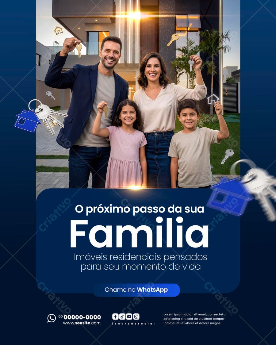 Flyer Imobiliária Família Imóveis Residenciais PSD Editável