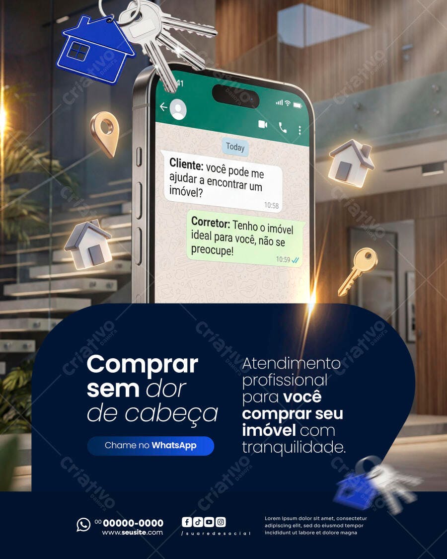 Post Instagram Imobiliária Corretor Imóveis PSD Editável