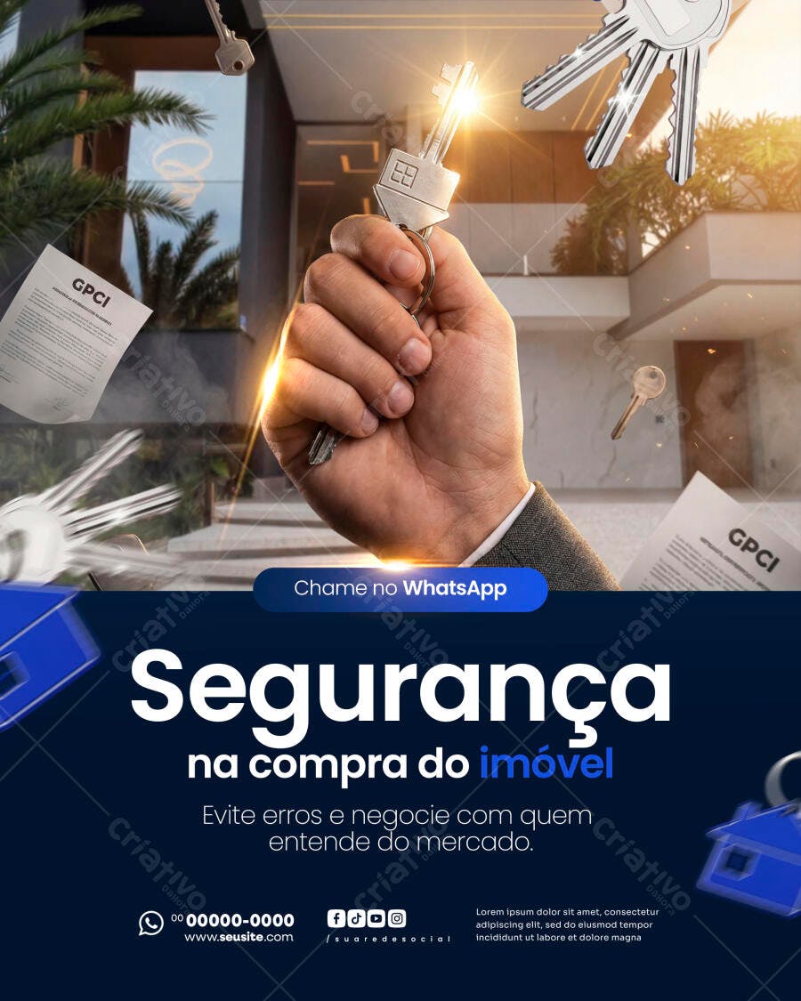 Post Imobiliária Segurança Compra Imóvel PSD Editável