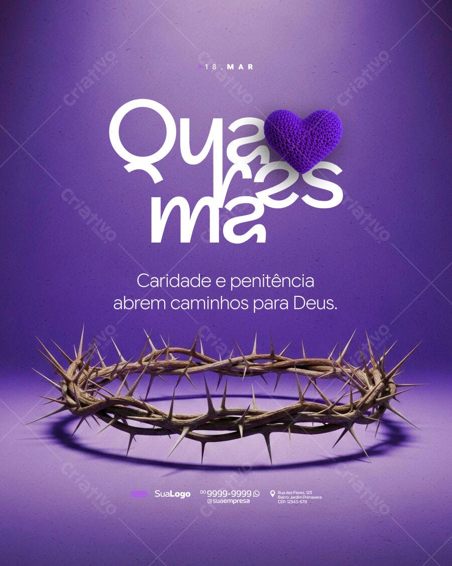 Post Instagram Quaresma Coroa de Espinhos PSD Editável