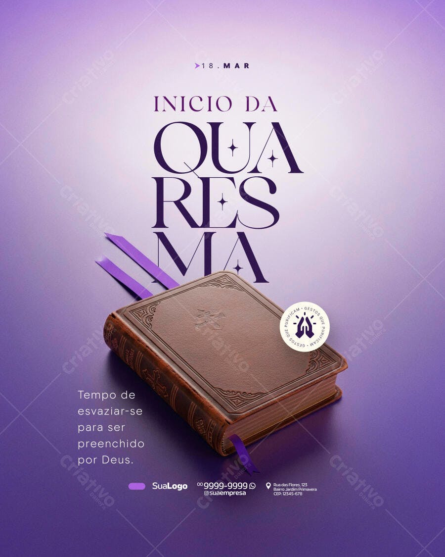Post Quaresma Igreja Bíblia Sagrada PSD Editável