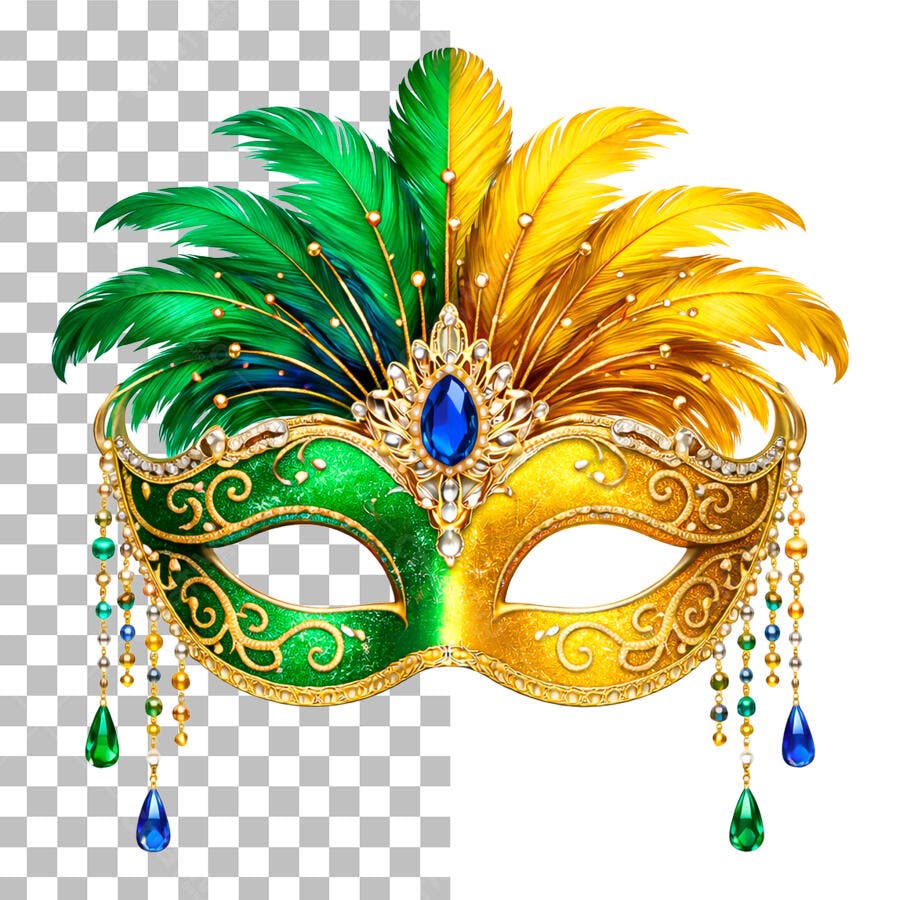 Máscara Carnaval Fevereiro PNG Fundo Transparente