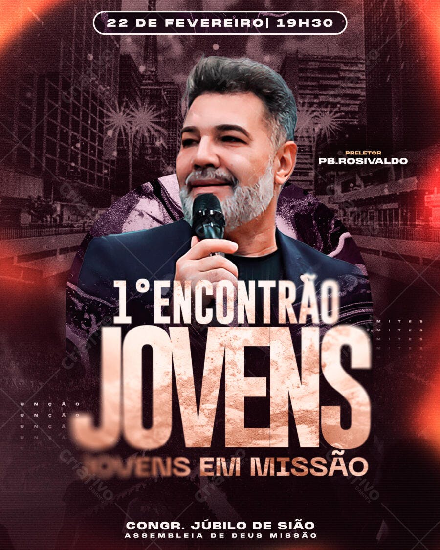 Flyer Encontro Jovens Igreja Evangélica PSD Editável