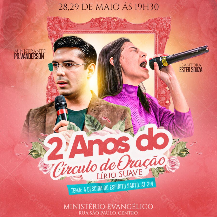 Post Instagram Aniversário Igreja Círculo de Oração PSD Editável