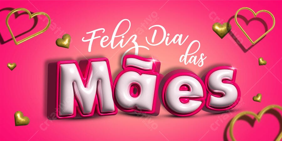 Post Dia das Mães Corações Dourados PSD Editável