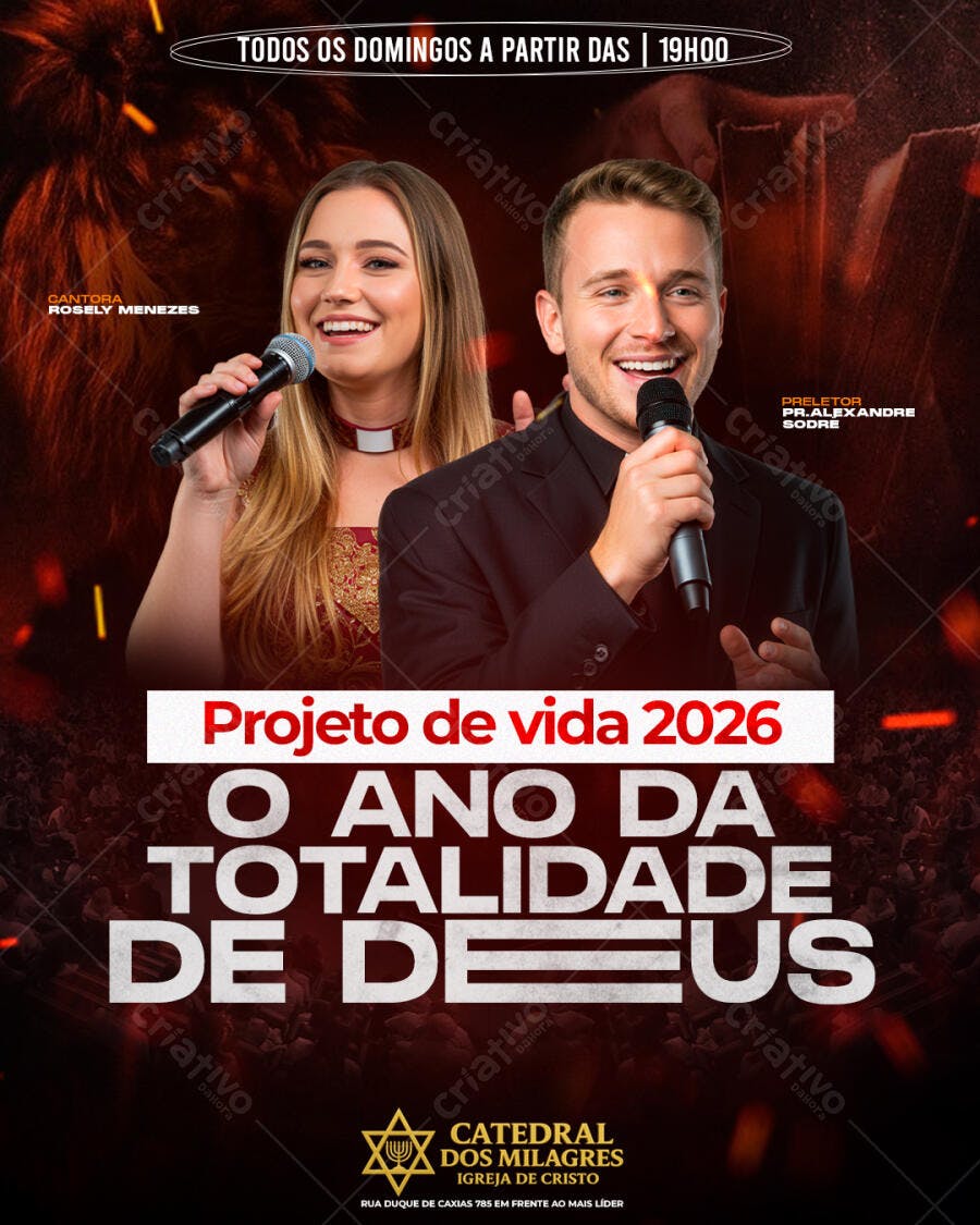 Post Igreja Evento Religioso Projeto de Vida PSD Editável
