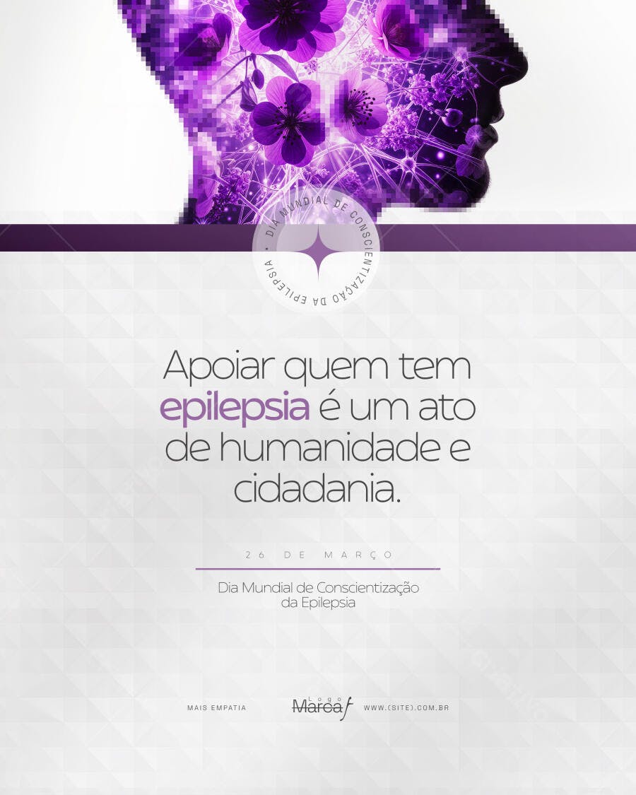 Post Dia Mundial Conscientização Epilepsia Março PSD Editável