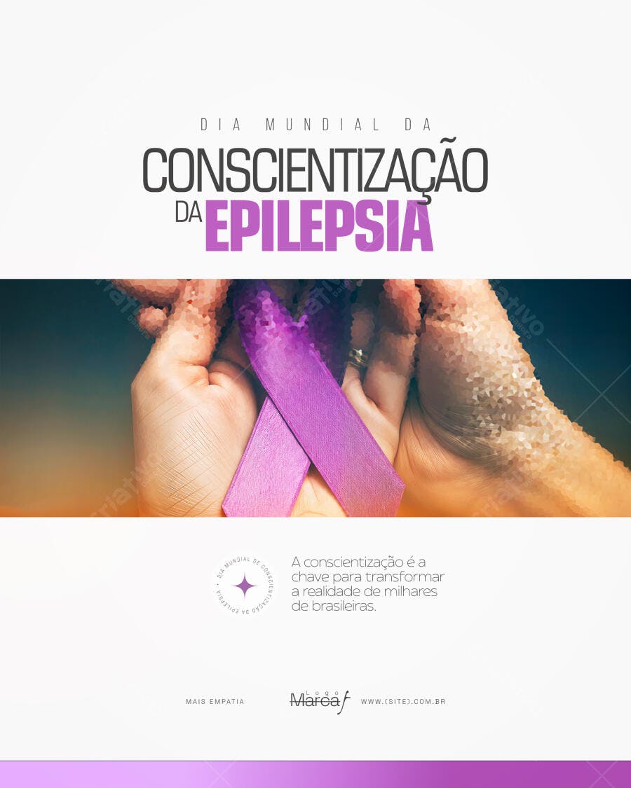 Post Conscientização Epilepsia Laço Roxo PSD Editável