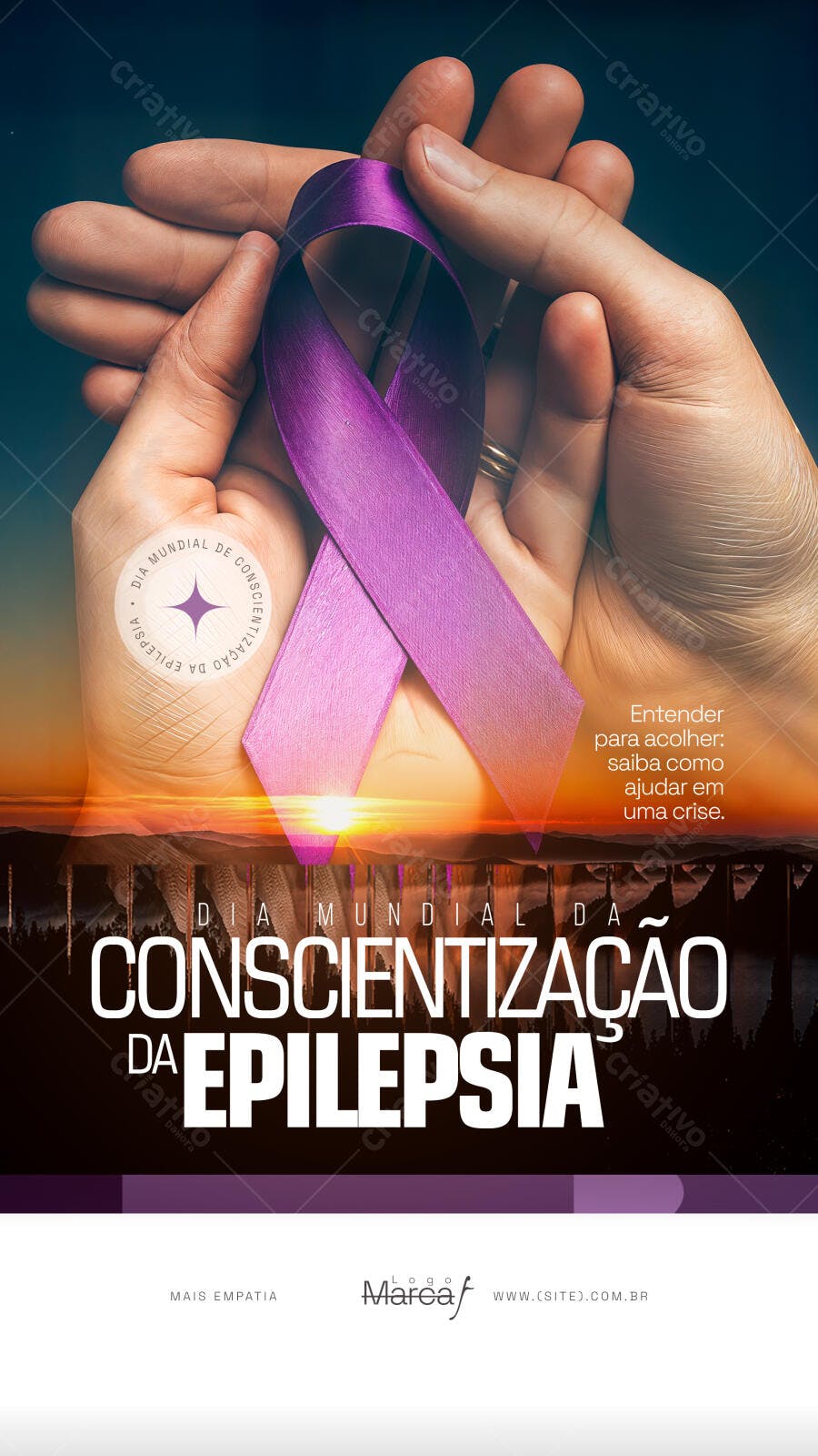 Post Dia Mundial Conscientização da Epilepsia PSD Editável