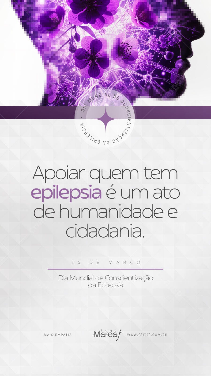 Post Dia Mundial Conscientização Epilepsia Março PSD Editável