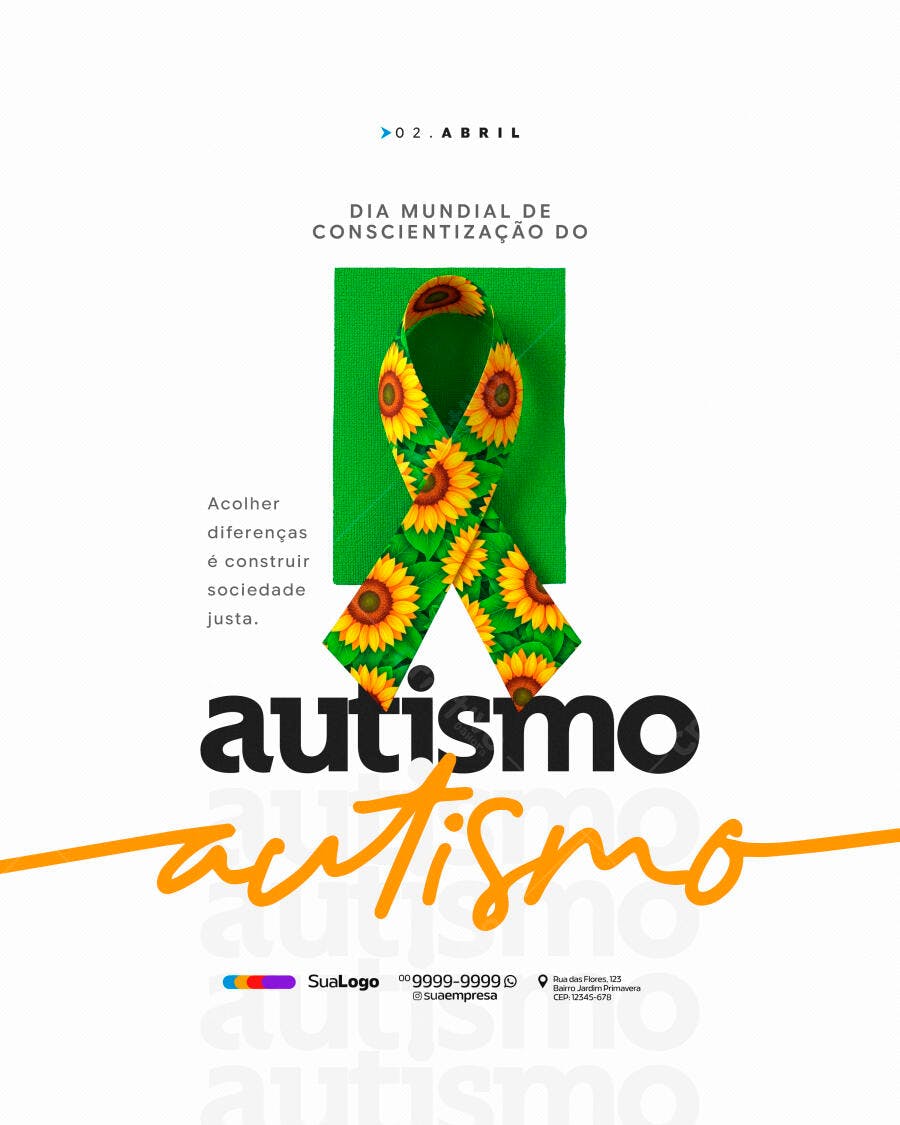 Post Instagram Dia Mundial Conscientização Autismo Abril PSD Editável
