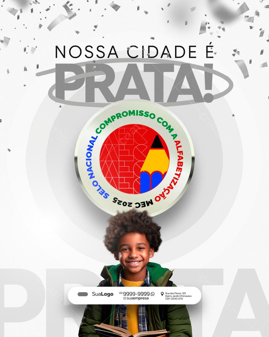 Post Instagram Selo Nacional Alfabetização MEC PSD Editável
