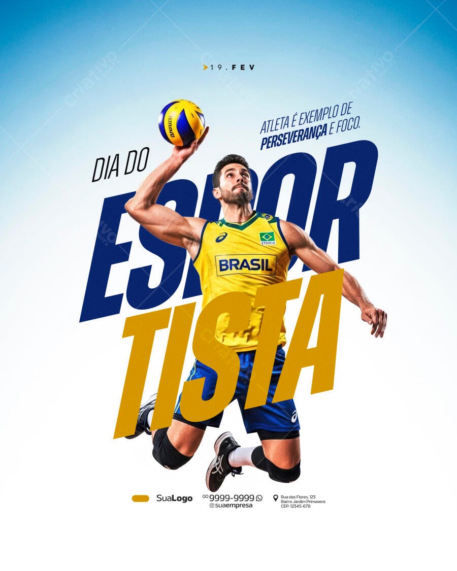 Post Instagram Dia do Esportista Vôlei PSD Editável