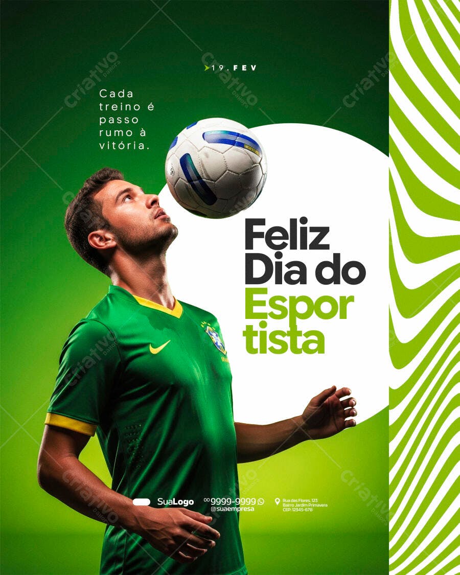 Post Dia do Esportista Fevereiro Academia PSD Editável