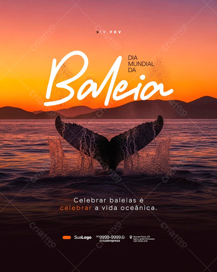 Post Dia Mundial da Baleia 19 de Fevereiro PSD Editável