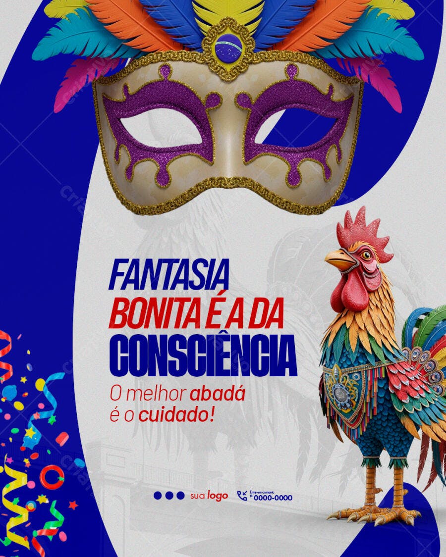 Post Instagram Carnaval Consciência PSD Editável