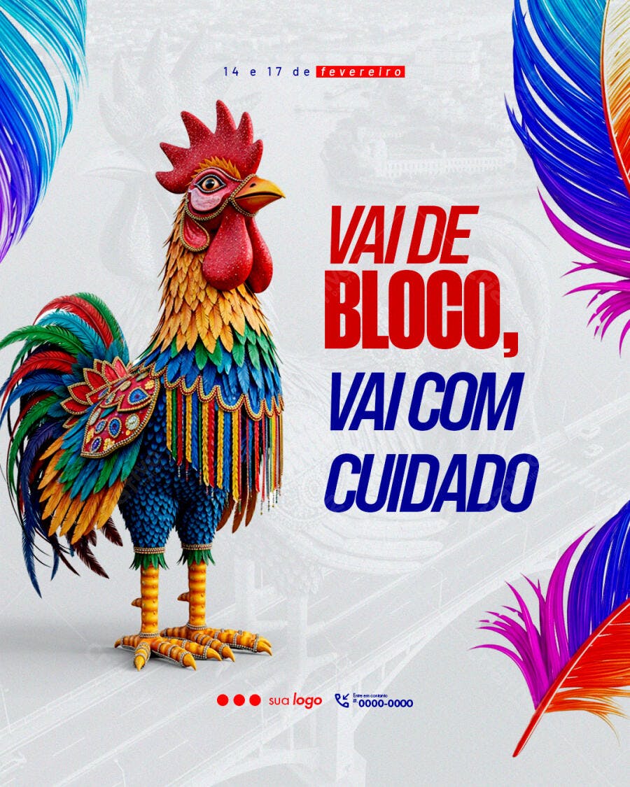 Post Carnaval Fevereiro Bloco de Rua PSD Editável